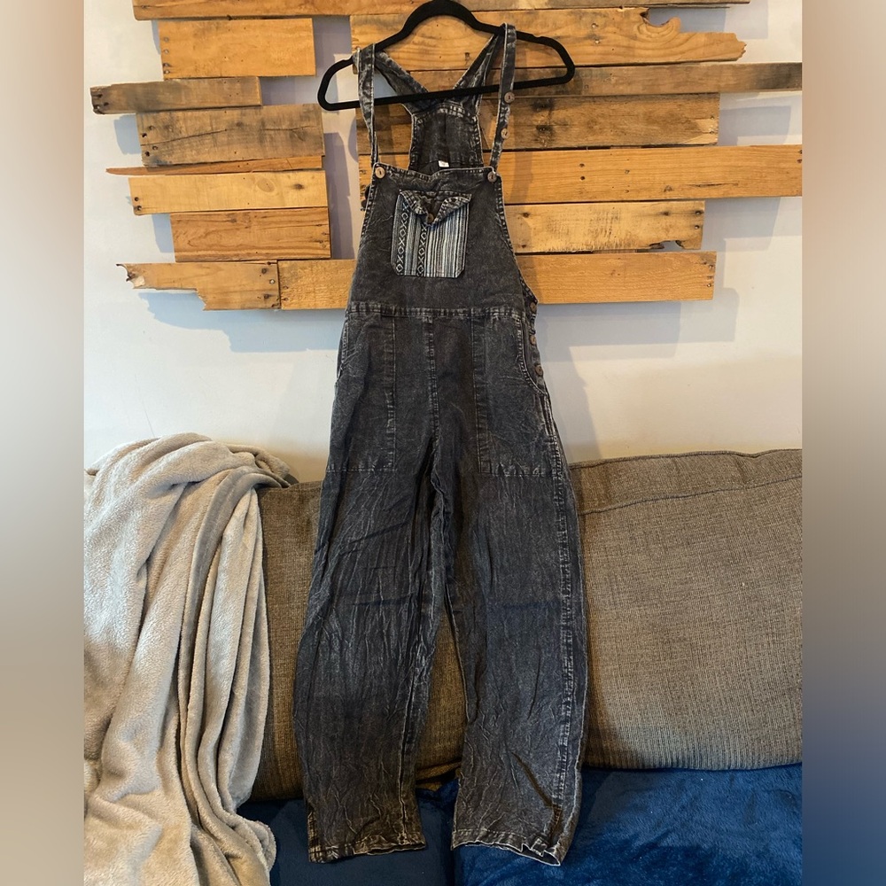 Black washed overalls - medium